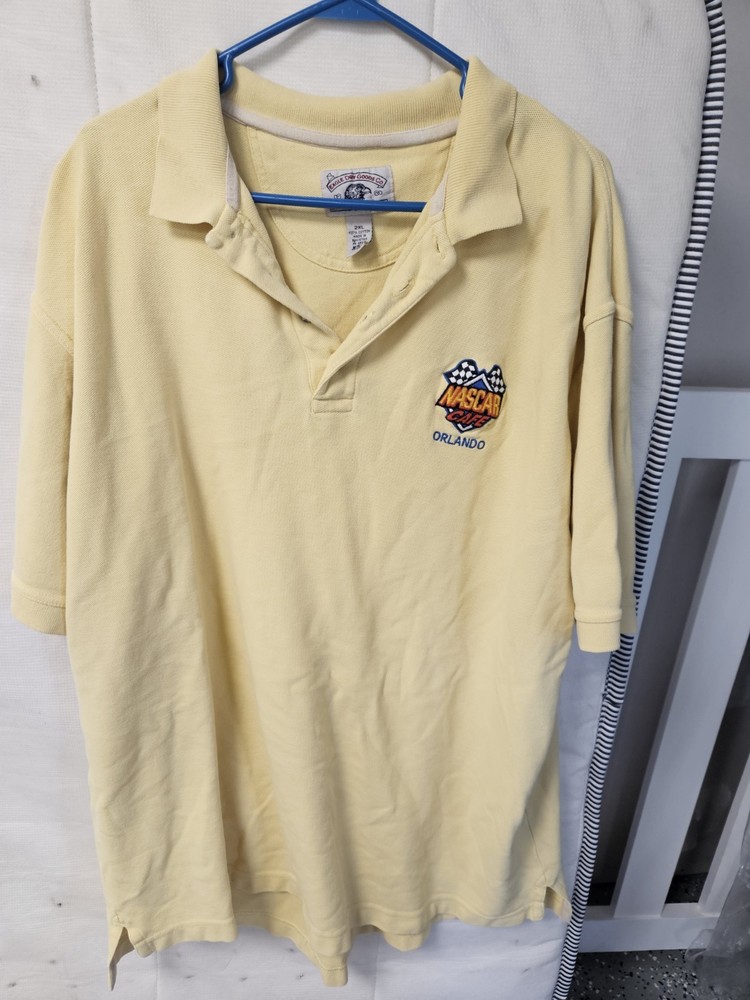 Vintage NASCAR Cafe Orlando Polo Shirt Mens XXL S/S Yellow Racing.