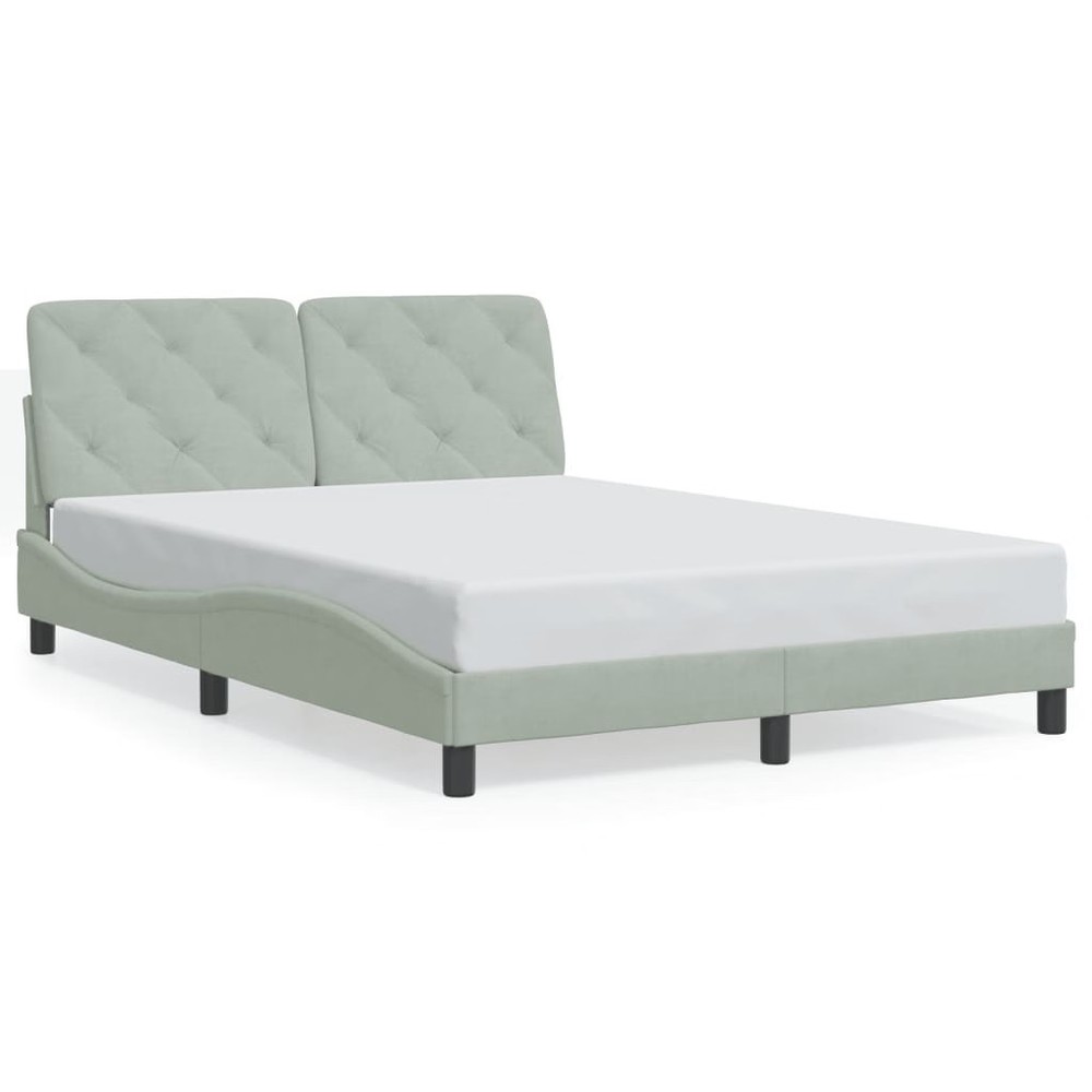 Bed Frame with LED without Mattress Light Gray 53.9