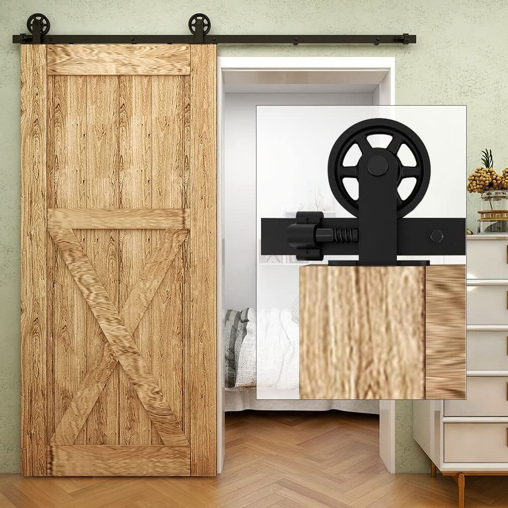 Top Mount MediumSliding Barn Door Hardware Rail Kit for Single/Double Wood Doors