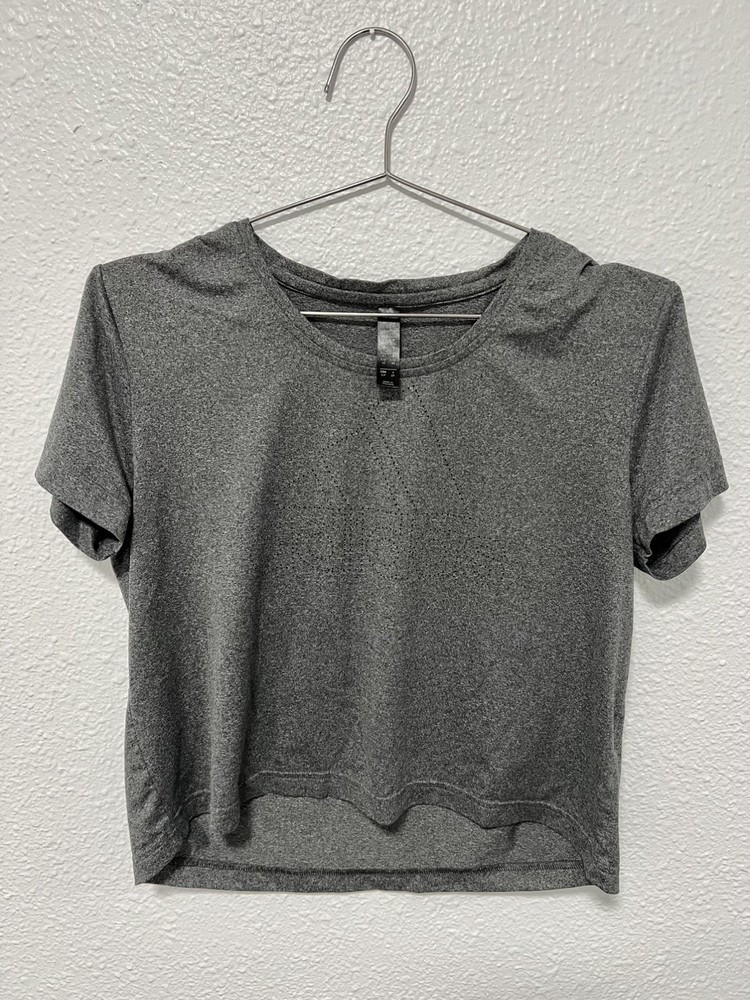 Adidas Grey Athletic Cropped Short Sleeve Athletic T Shirt Women's - Size Small