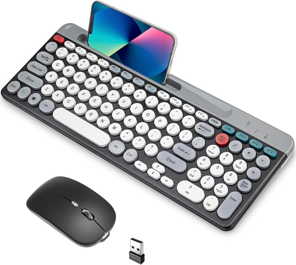 Wireless Keyboard and Mouse Combo Multi-Device Bluetooth+2.4G Keyboard Mouse New