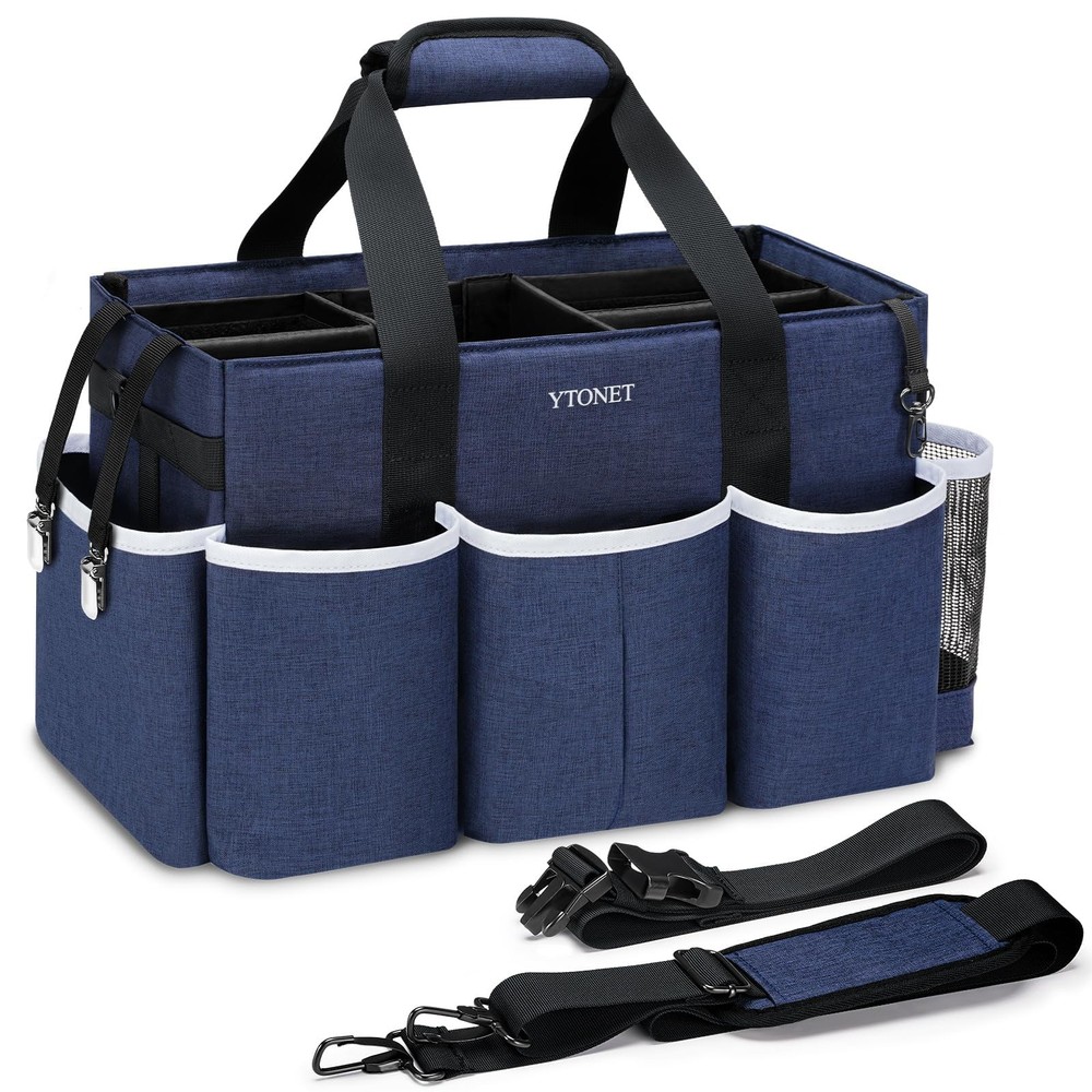 Wearable Cleaning Caddy Bag, Large Cleaning Supplies Organizer with 4 Foldabl...