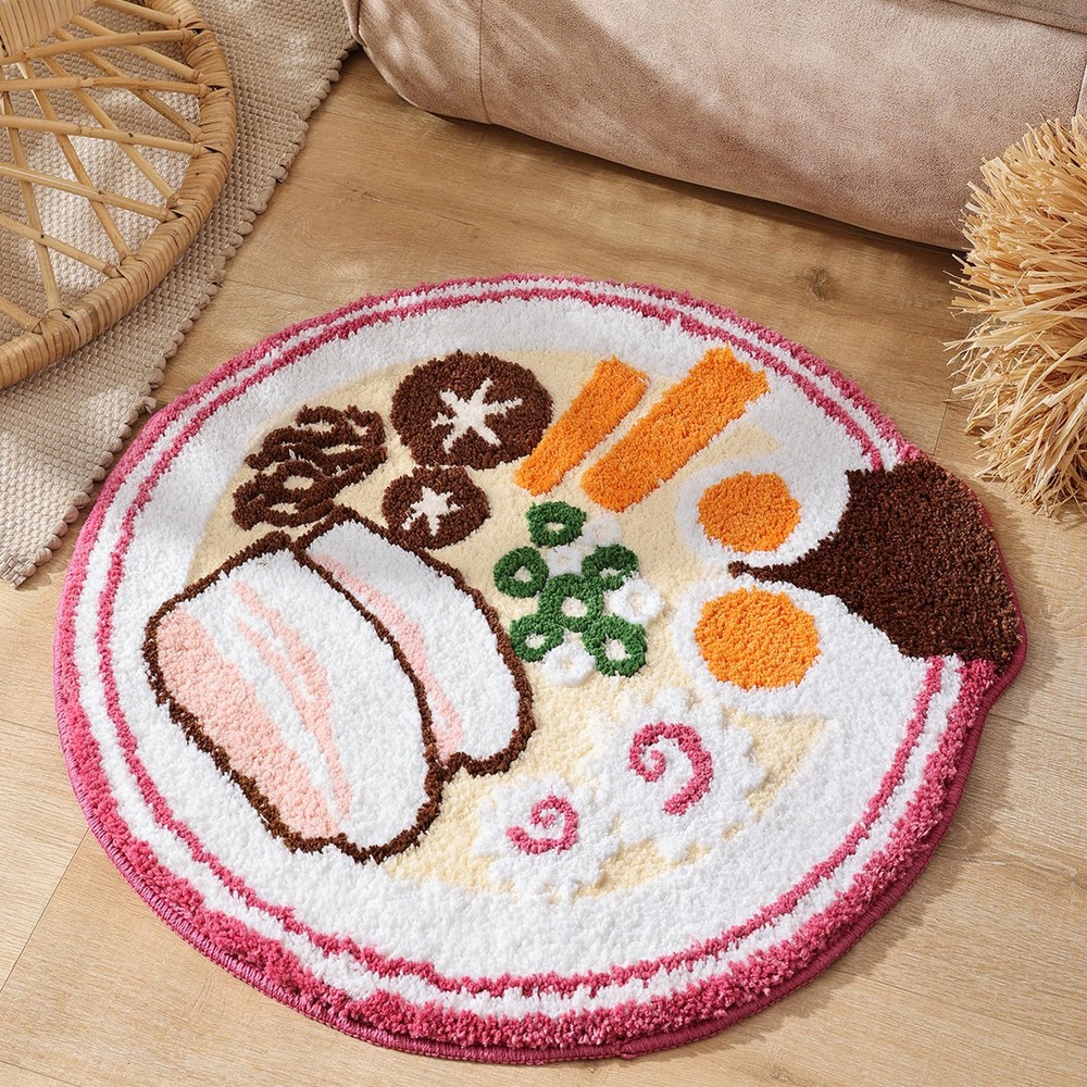 Round Non-Slip Fluffy Washable Bath Mat for Cozy Bathroom Comfort