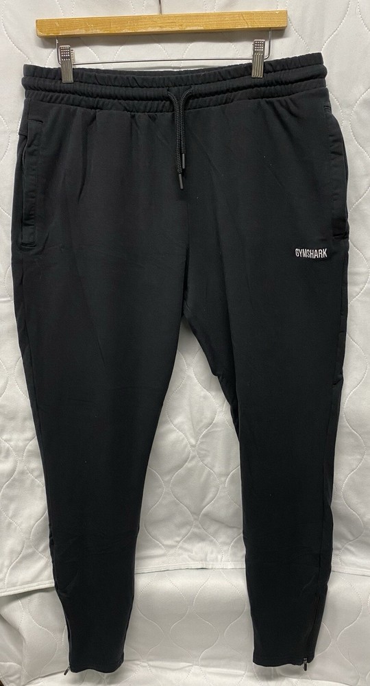 Gymshark Mens XL Black Fleece Sweatpants with Ankle Zipper Pre-Owned