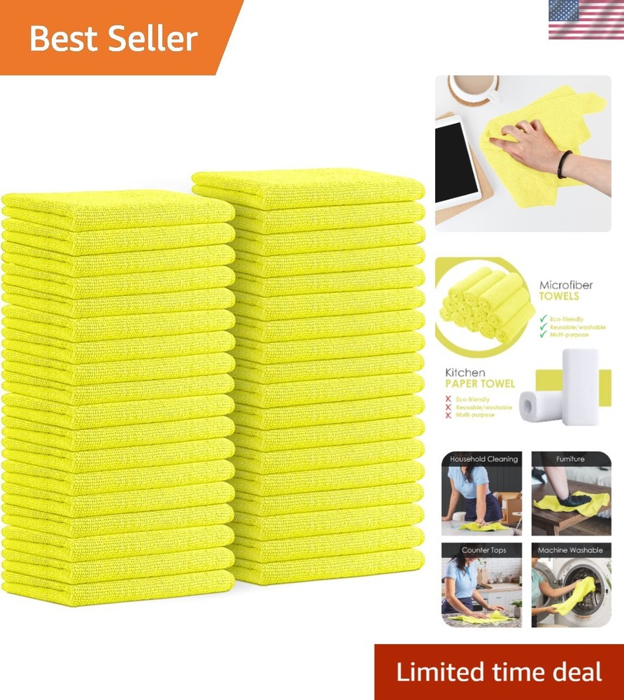 36-Pack 16x16 Inch Reusable Microfiber Cleaning Towels – Super Absorbent & Durable