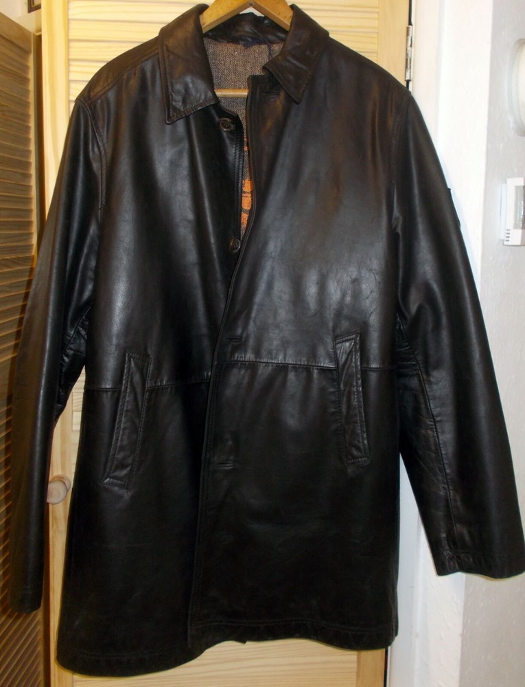 Mens 3/4 length genuine leather coat