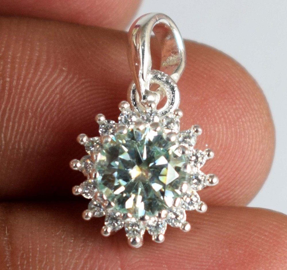 Certified 2.21 Ct Green Round Diamond Solitaire Wedding Pendant New Collection