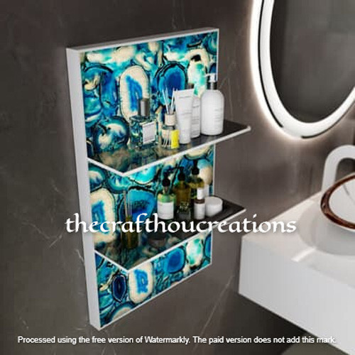 Blue Agate Wall Panel Decor Slab 24x12 Inches for Bathroom or Gift