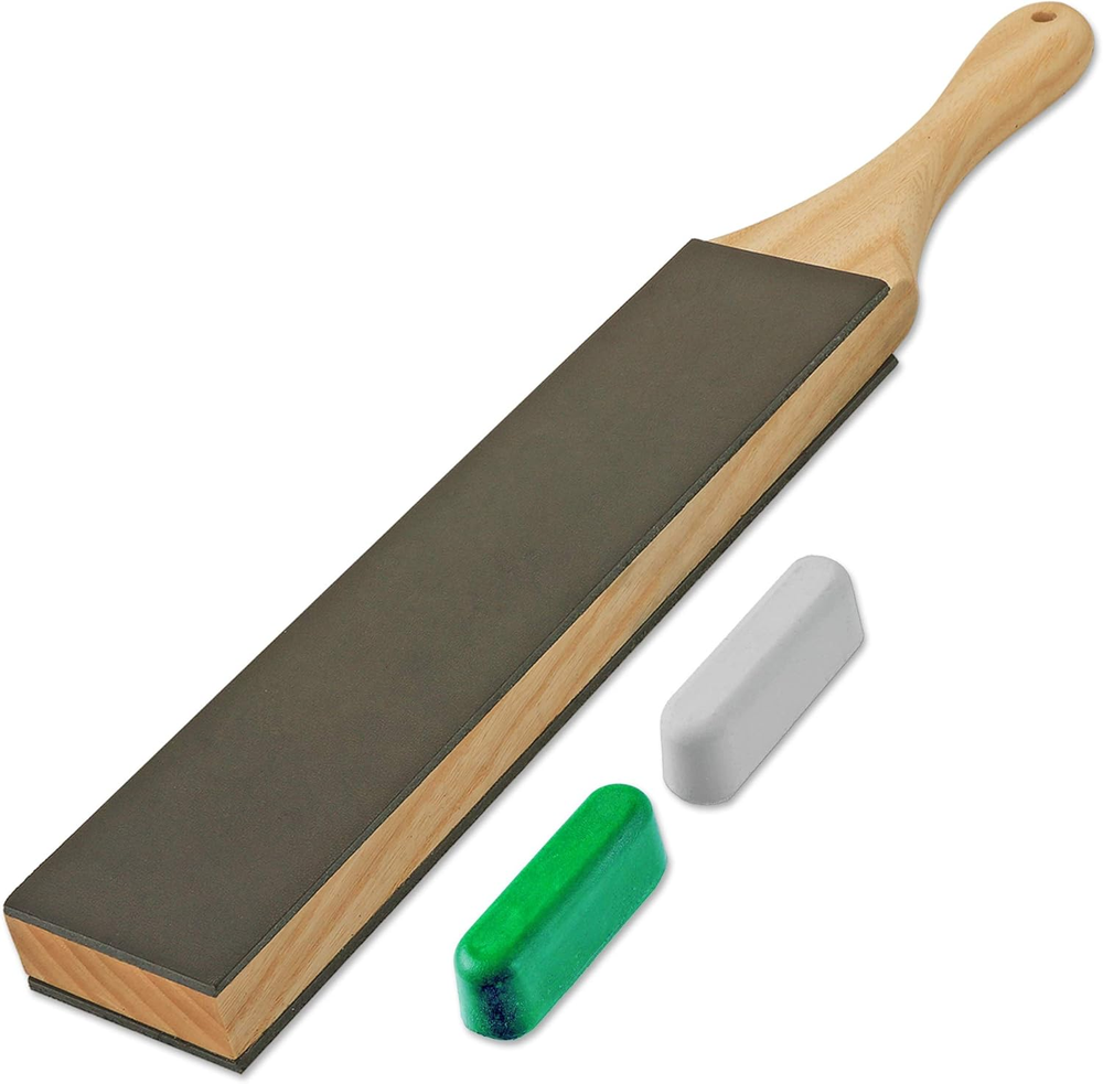 Leather Strop for Knife Sharpening with Polishing Compound Paddle Strop Double-S