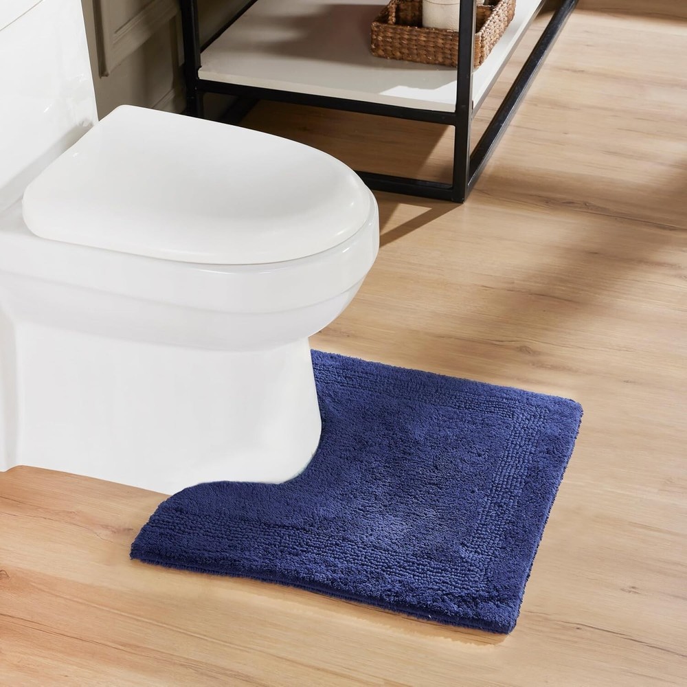 Better Trends Lux Collection 20x20 Navy Blue Cotton Tufted Contour Bath Mat