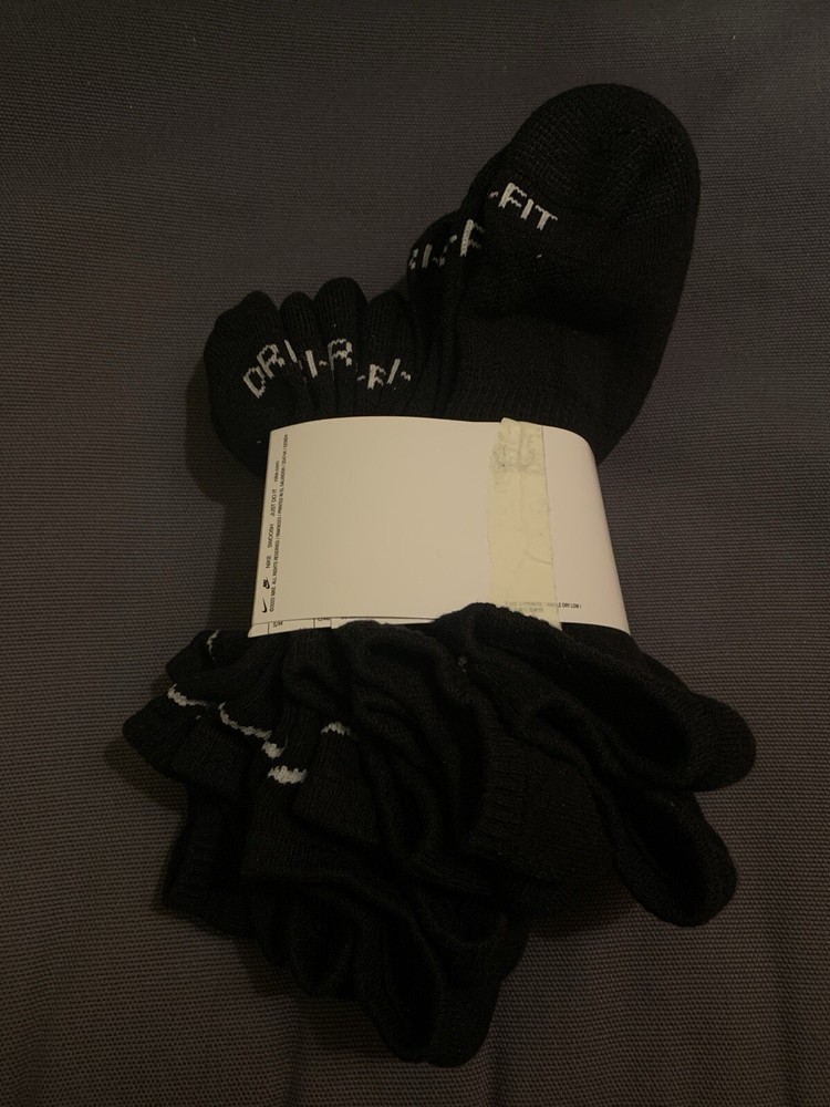 Nike Men's Everyday Plus Cushion No-Show Socks Black 6-Pack Size 8-12 Large