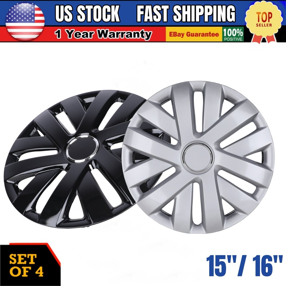 15-16 Inch 4-Pack Full Rim Hub Caps for Steel Wheels & Tires