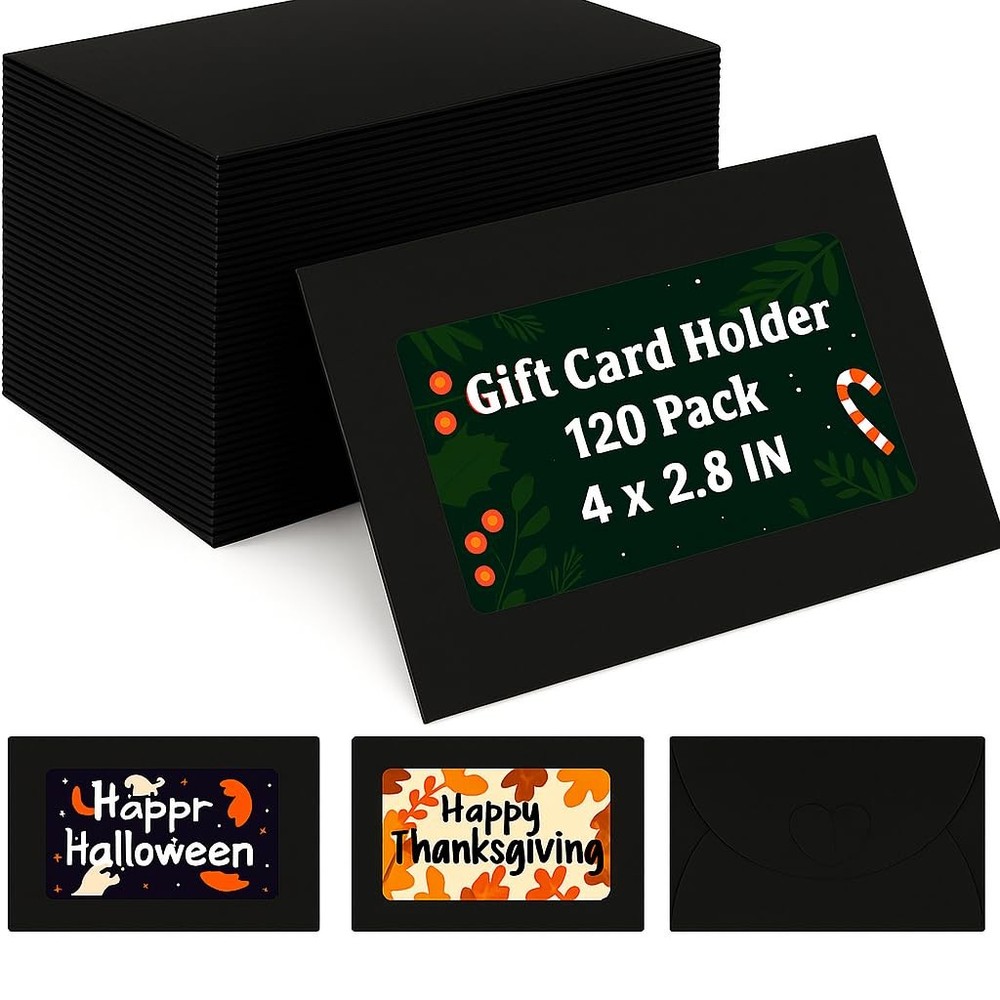120 PCS Gift Card Holder,Gift Card Envelopes with Window,4 x 2.8 In Mini Enve...