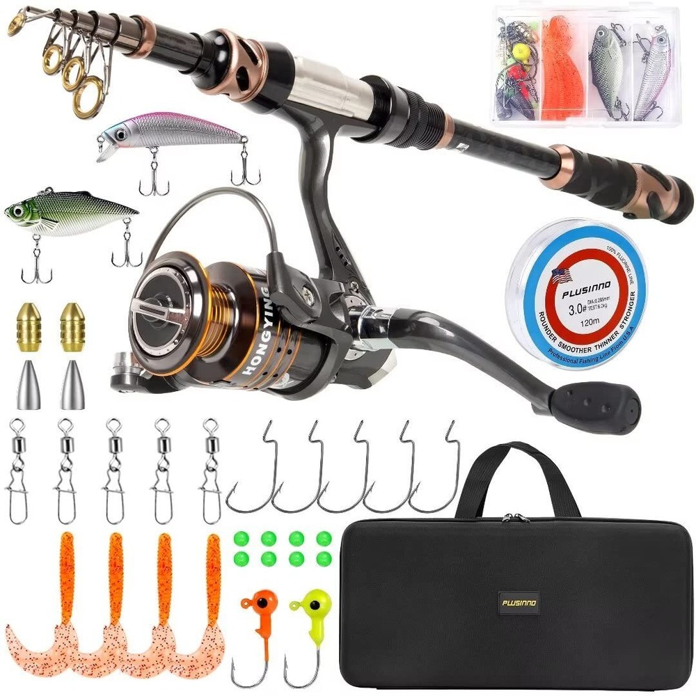 Fishing Rod and Reel Combos -24 Ton Carbon Fiber Telescopic Fishing Pole - Sp...