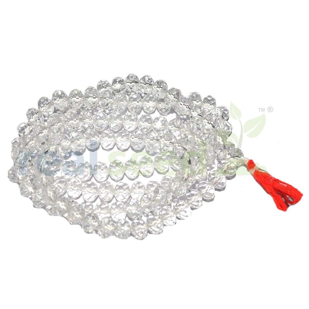 blessed Diamond Cut Sphatik Mala 8MM 108 Pure Clear Beads Buddhist Prayer Mala