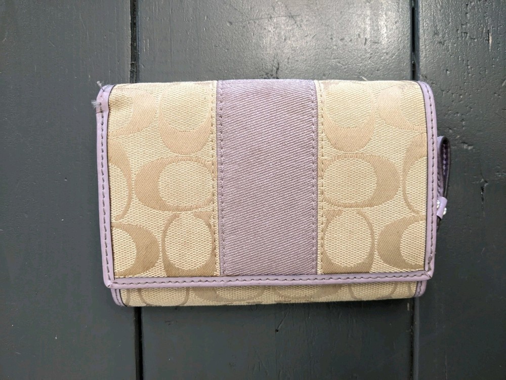 Coach Signature Women's Wallet in Purple Lavender & Khaki