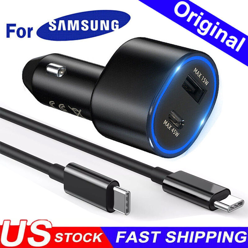 For Original Super Fast Car Charger 45W Adapter Samsung S24 S23 S22 S21 Ultra+