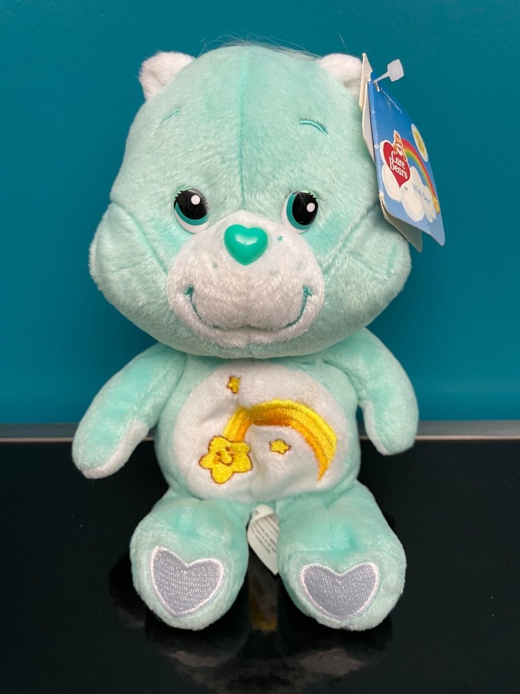 2002 Wish Bear Mint Green Care Bear 7-8 Inch Pellets In Bottom Sitting Plush