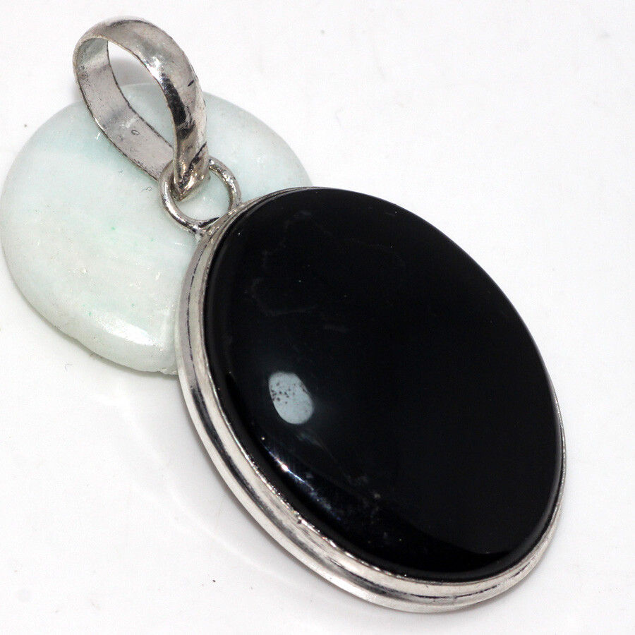 Black Onyx 925 Silver Plated Gemstone Handmade Pendant 2