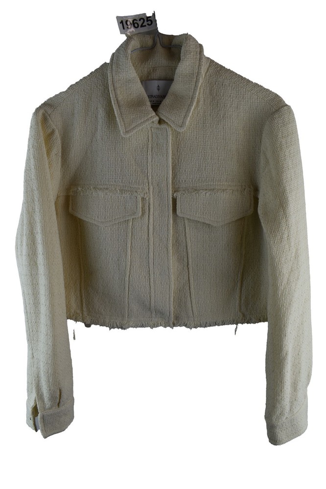 STRADIVIARIUS Beige Crop Jacket size M Womens Cotton Casual Outdoors Outerwear