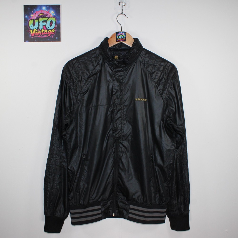 Adidas Originals Mens Medium Black Shell Hooded Jacket 2009 Full Zip Pockets