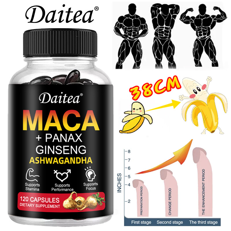 Maca Root Capsules 10000mg | 120 Pills | Red, Yellow, Black Maca | by Daitea