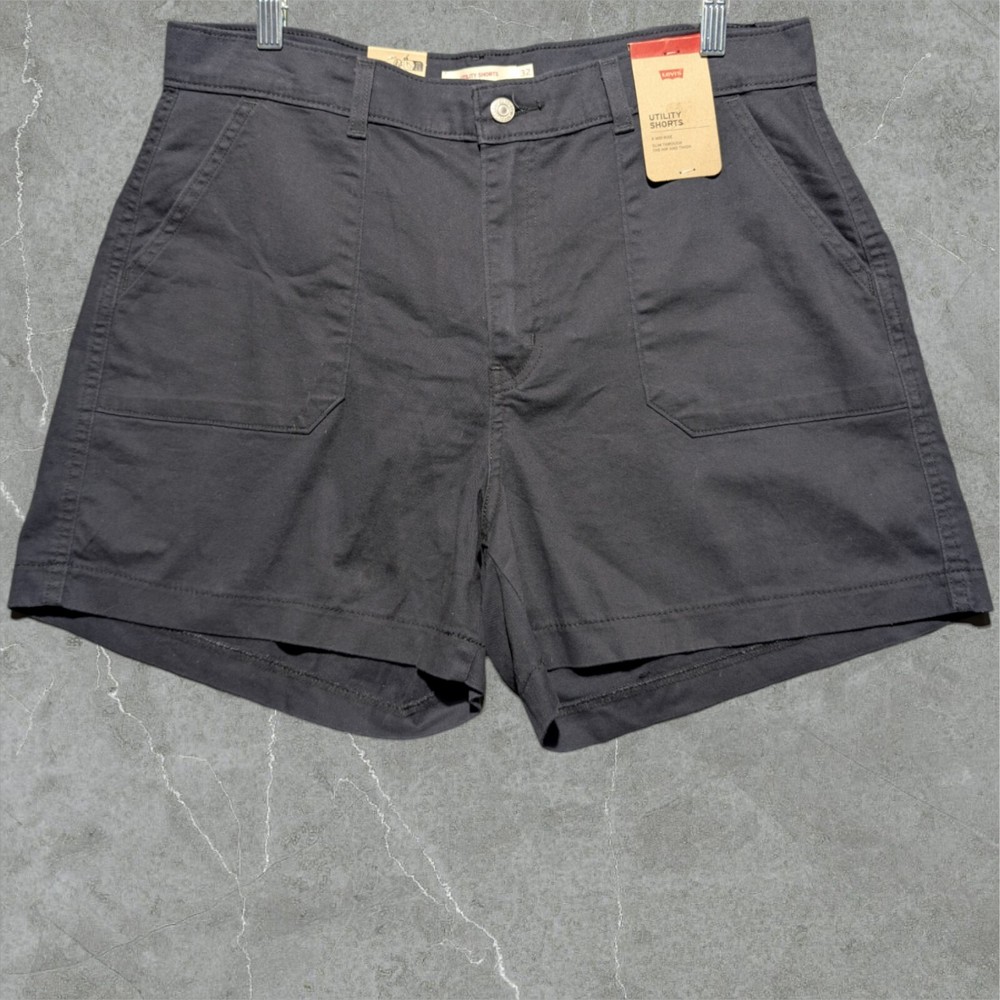 Levis's Utility Shorts Women's 32 Black Mid Rise Slim Through Hip and Thigh