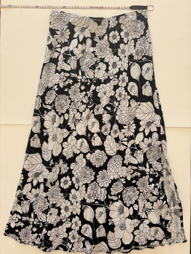 J. Crew Black White Gwyneth Classic Floral Linen Slip Skirt XS