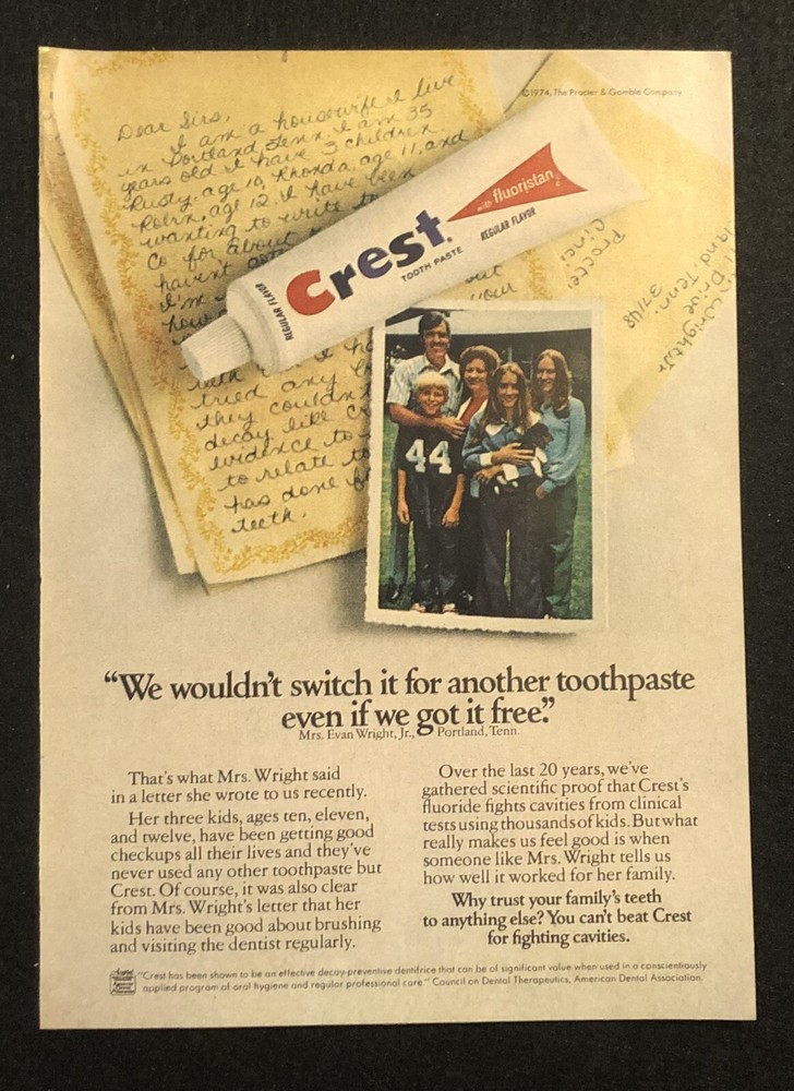 1970s Crest Toothpaste Vintage Readers Digest Magazine Advert