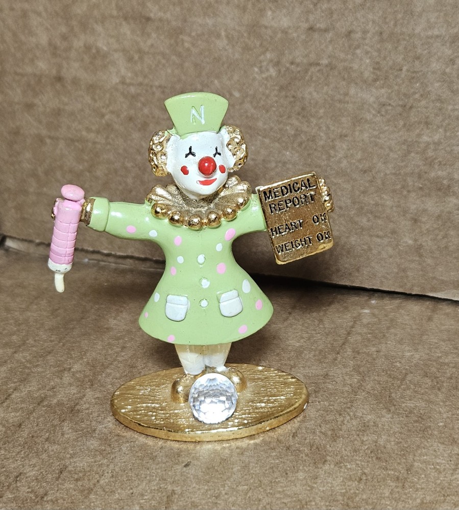 Spoontiques Pewter Clown Nurse Swarovski Crystal Ball Gold Plated