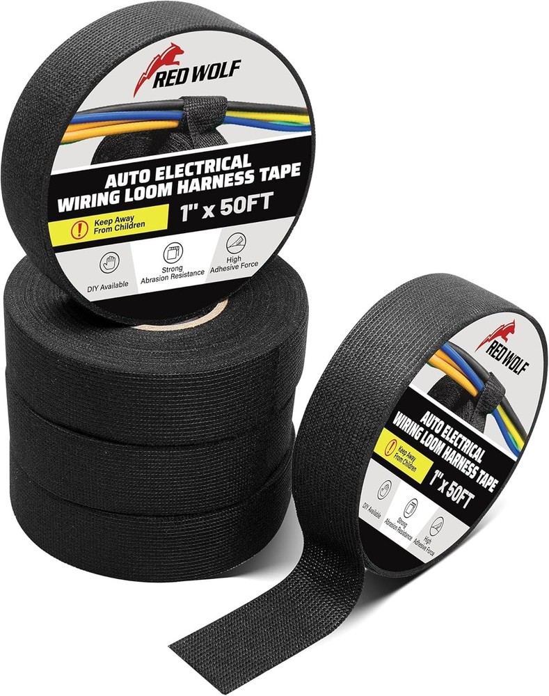 Wire Harness Tape 1 Inch 50 FT High Temp Wiring Loom Harness Self-Adhesive Felt