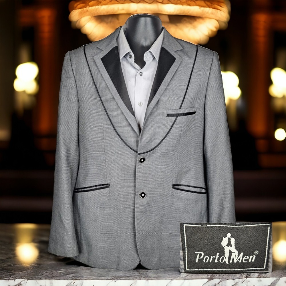 Porto Men Tuxedo Jacket Mens 40R Gray Wool Viscose