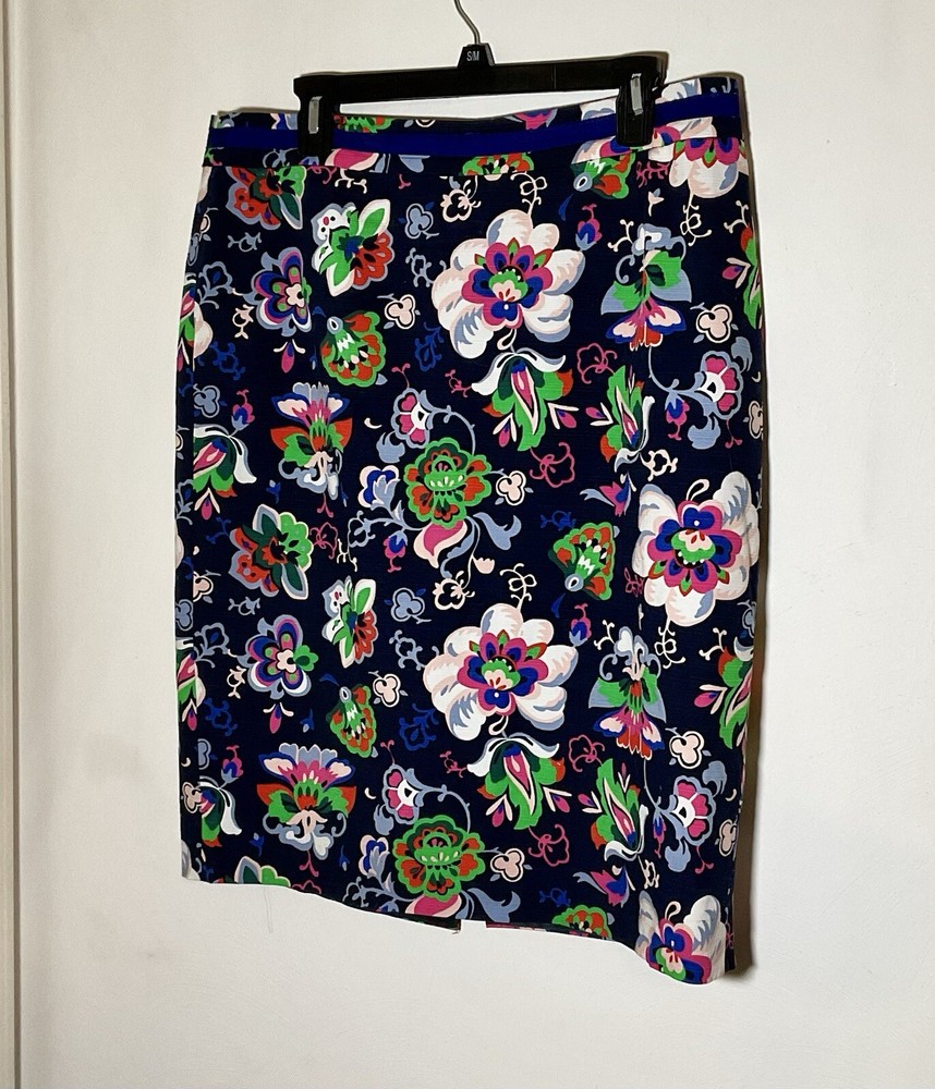 2 Boden Professional Pencil Skirts, Gr, BlueFloral 98% Cotton Size US 12L,12R