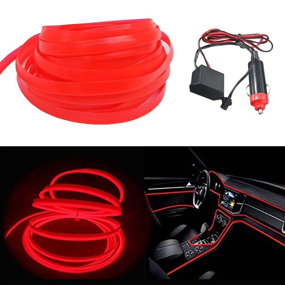 Red LED Interior Car Auto Decor Atmosphere Strip Wire Light Lamp Accessories 5M