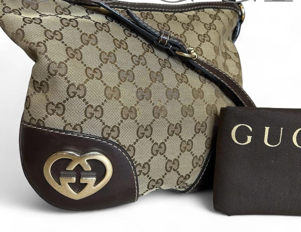 GUCCI Vintage GG Canvas Interlocking Shoulder Bag Authentic