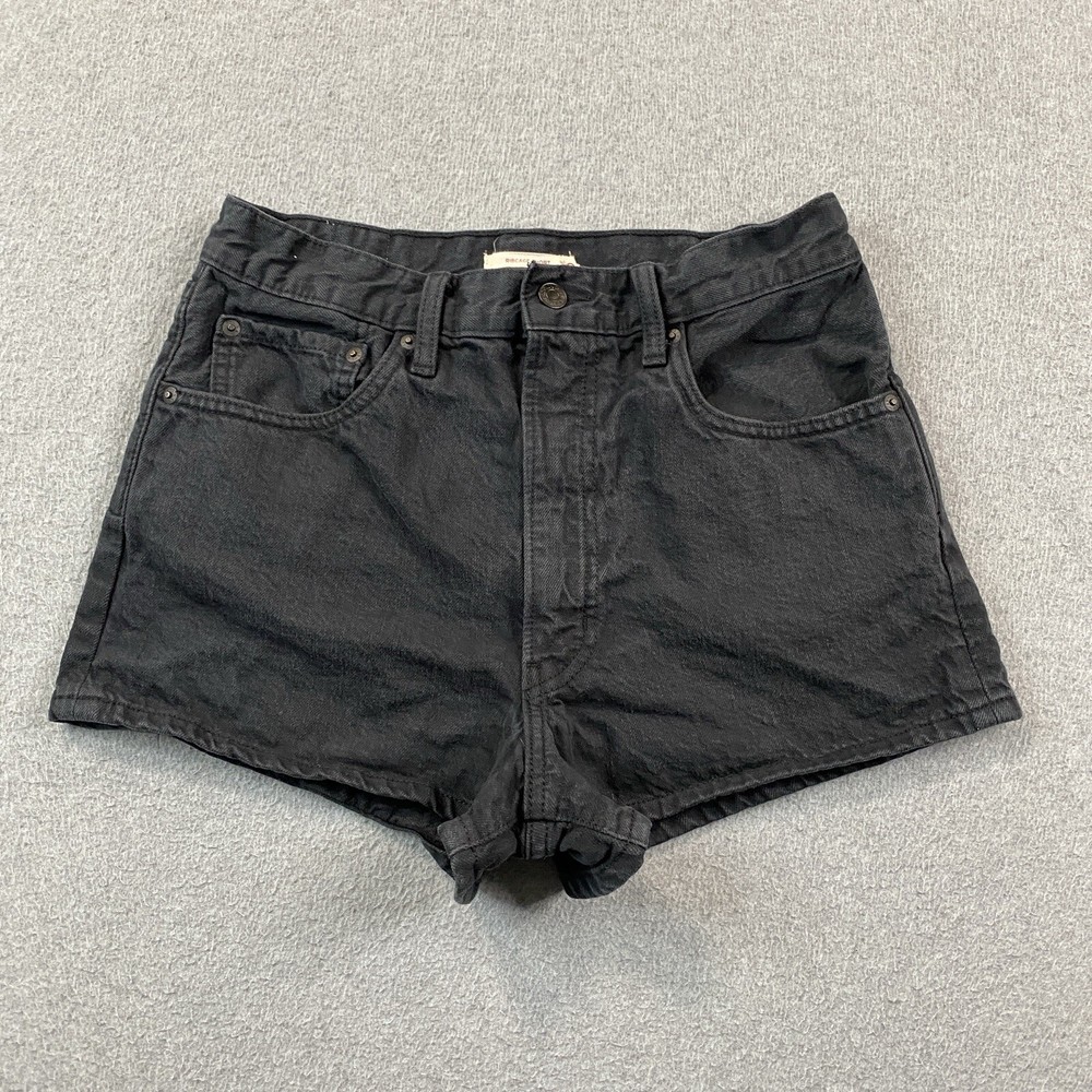 Levis Womens Ribcage Short 2-Inseam Black Denim Hemp Mom Shorts 30W