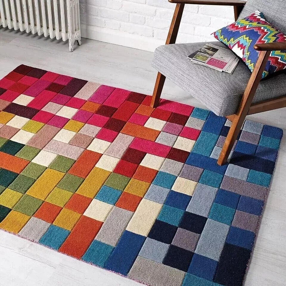 Modern Hand-Tufted Multicolor Area Rug for Bedroom & Living Room 10x14