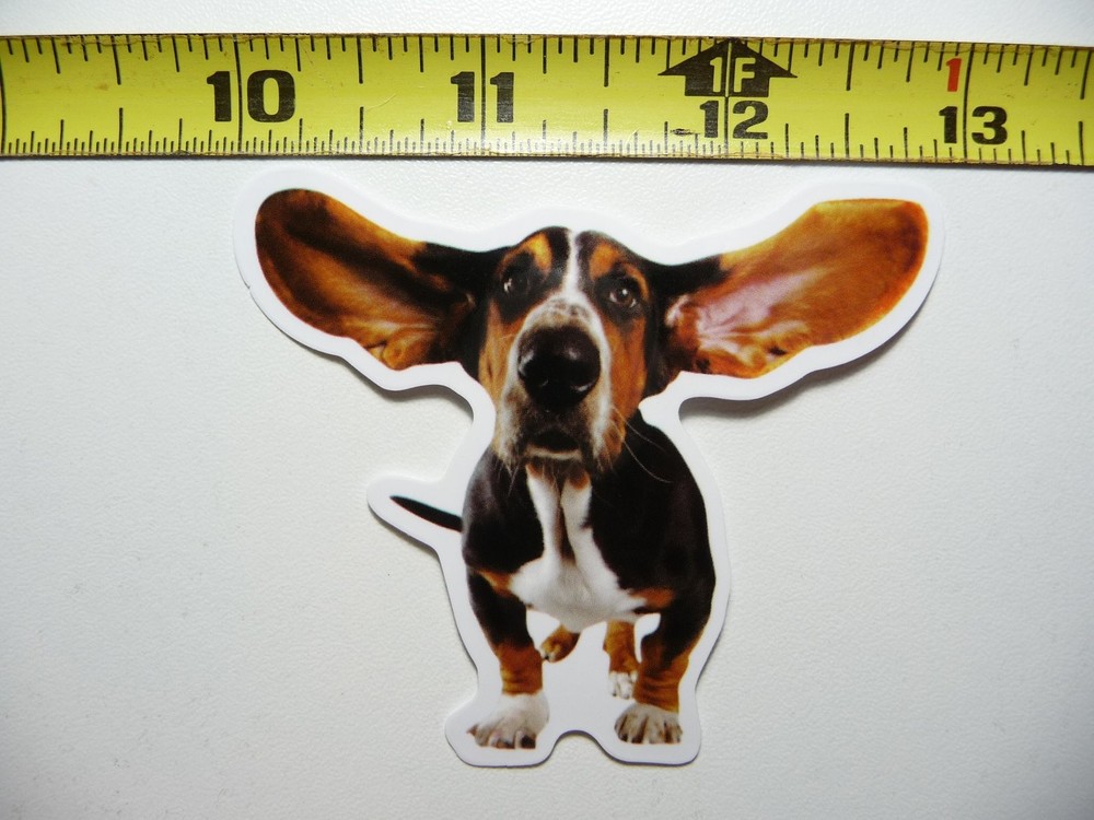 BASSET HOUND FLYING EARS FUNNY STICKER DECAL CUT PET DOG PUPPY FUN