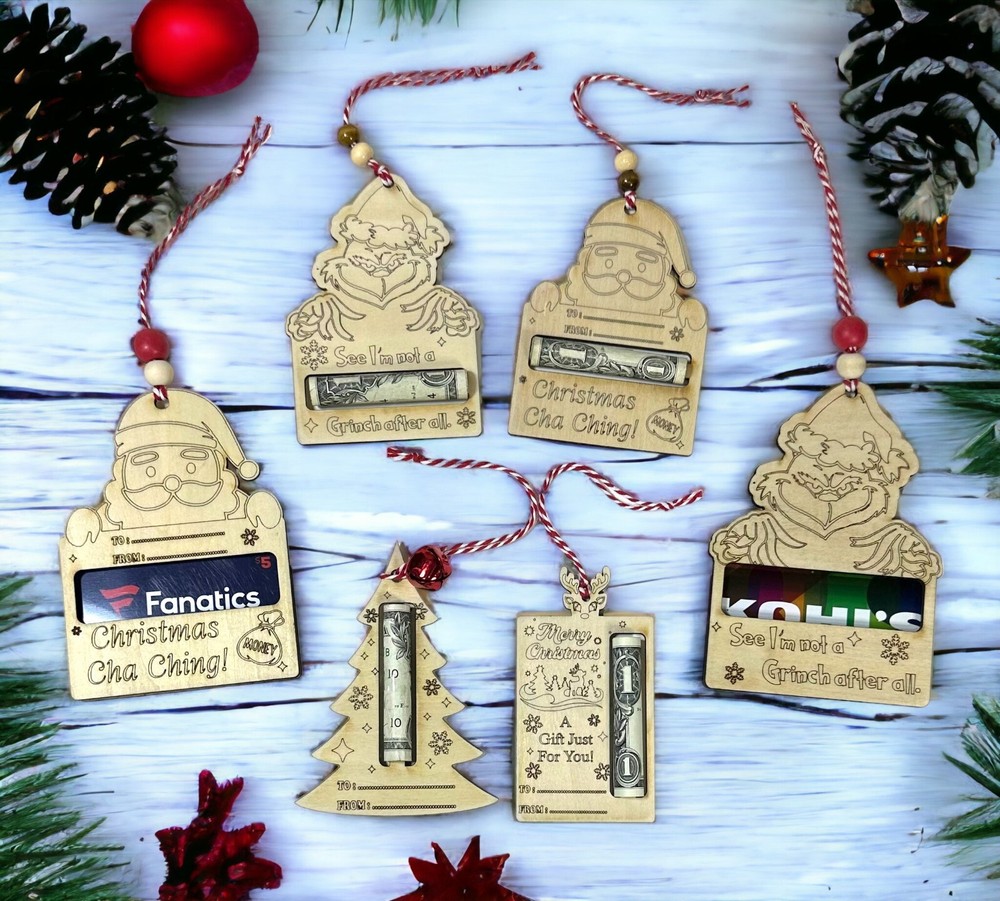 Festive Christmas Money Holder Ornament - Laser Cut Engraved Gift Idea-image