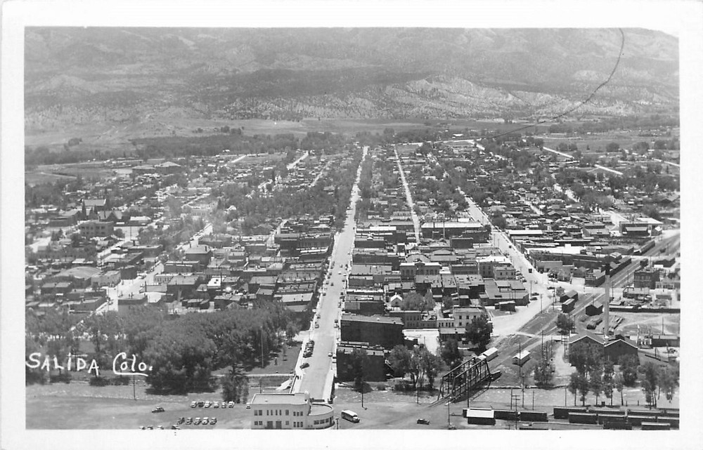 1940s Salida Colorado Air View RPPC Postcard 25-7197