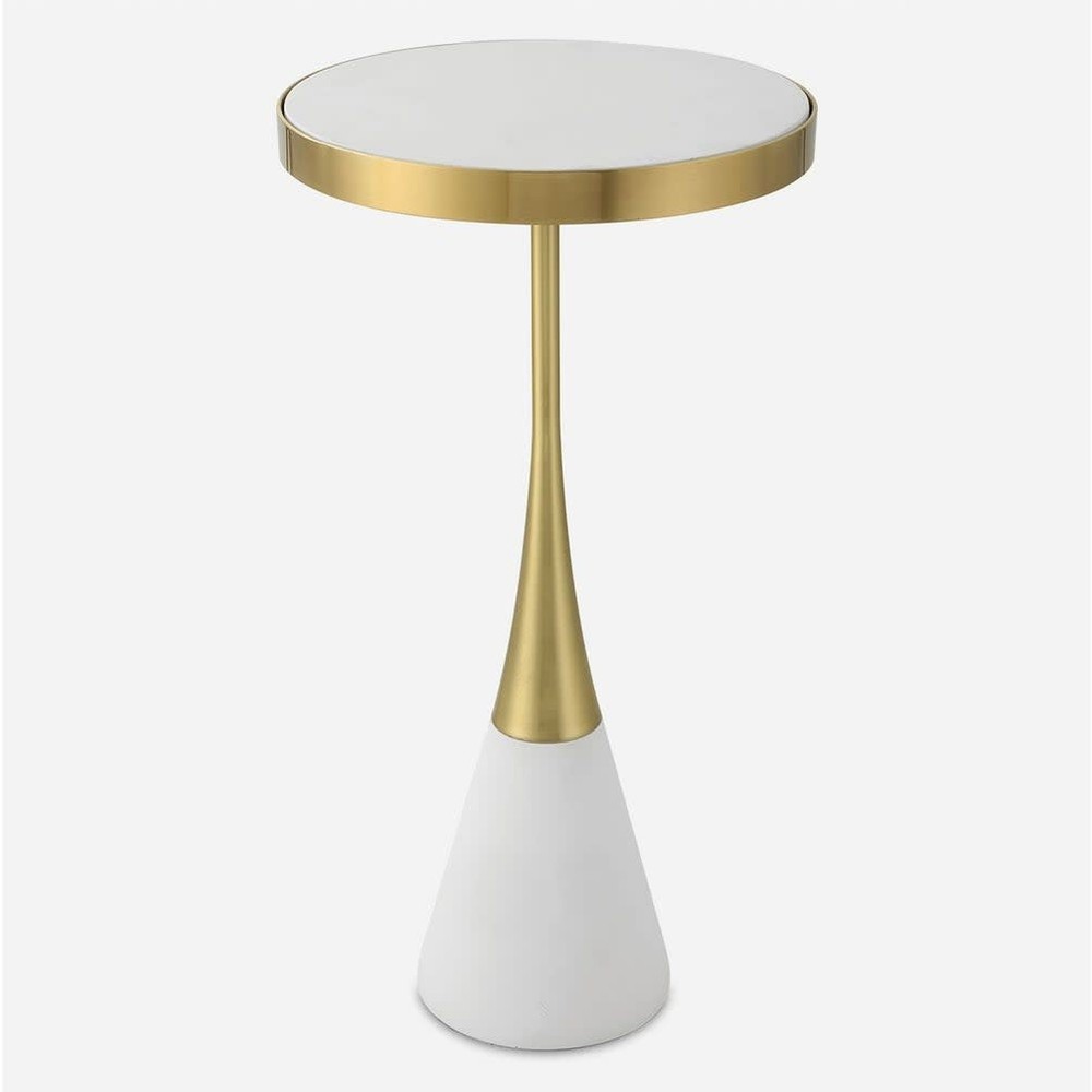 Uttermost 25281 Apex 13-Inch White Brushed Metal Resin Accent Table