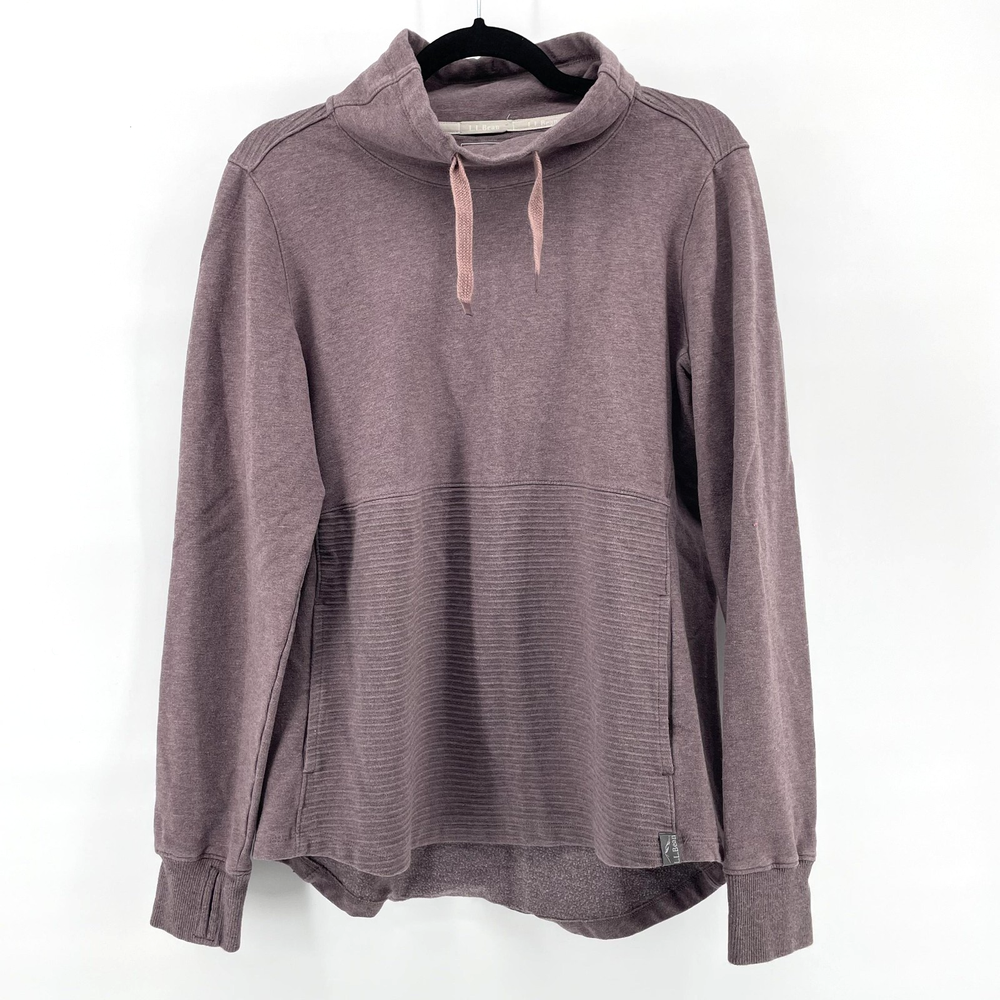 L.L.Bean Sweatshirt Women’s Medium Purple Funnel Neck Ribbed Pullover Fleece Top