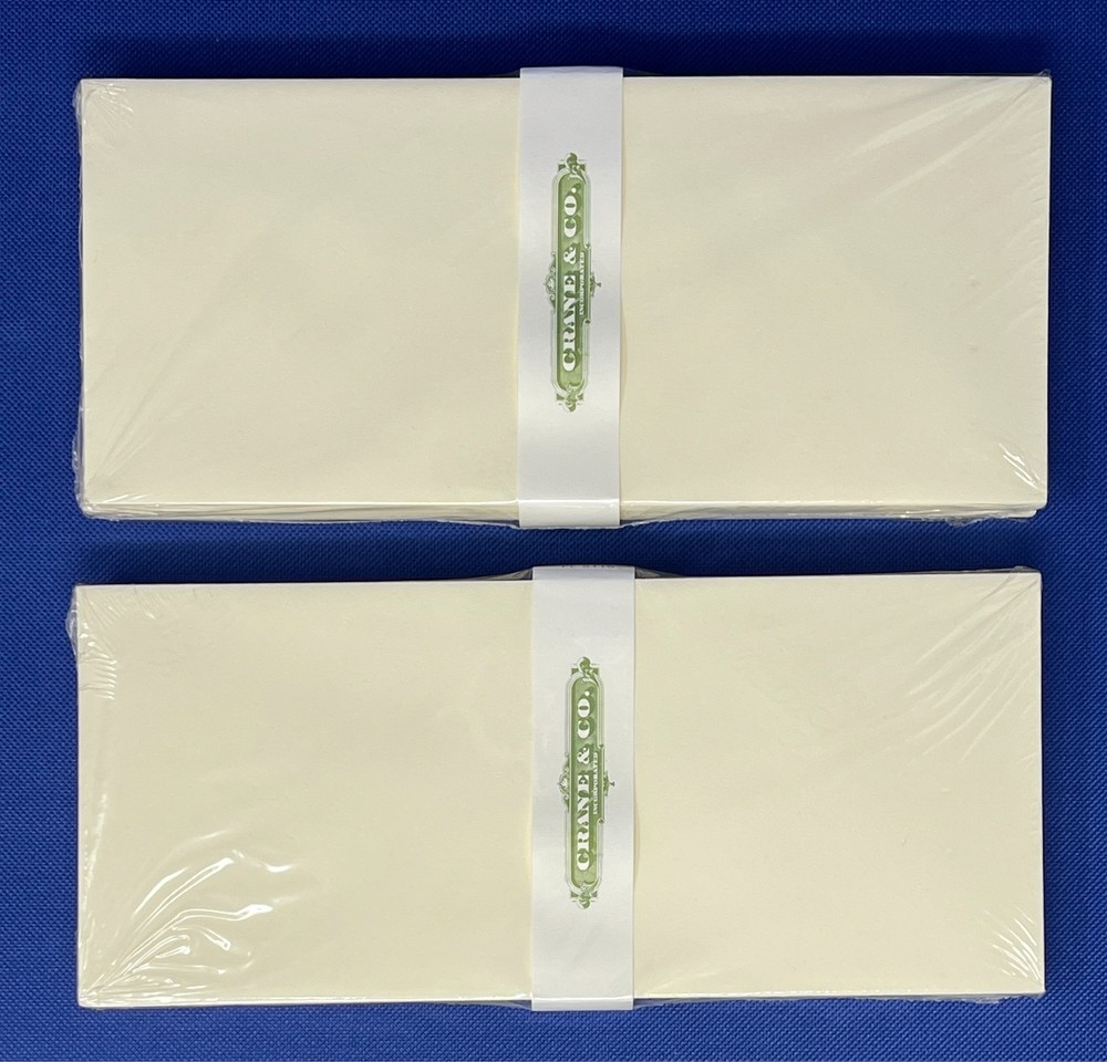 Vintage Crane & Co Ecru Envelopes 4-1/8 x 9-1/2 PE8116 Lot of 2 NOS