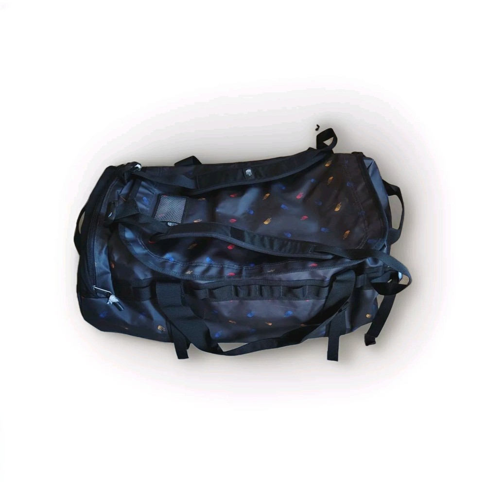 North Face Base Camp Duffel Backpack Large All Over Print Black Hiking Gear