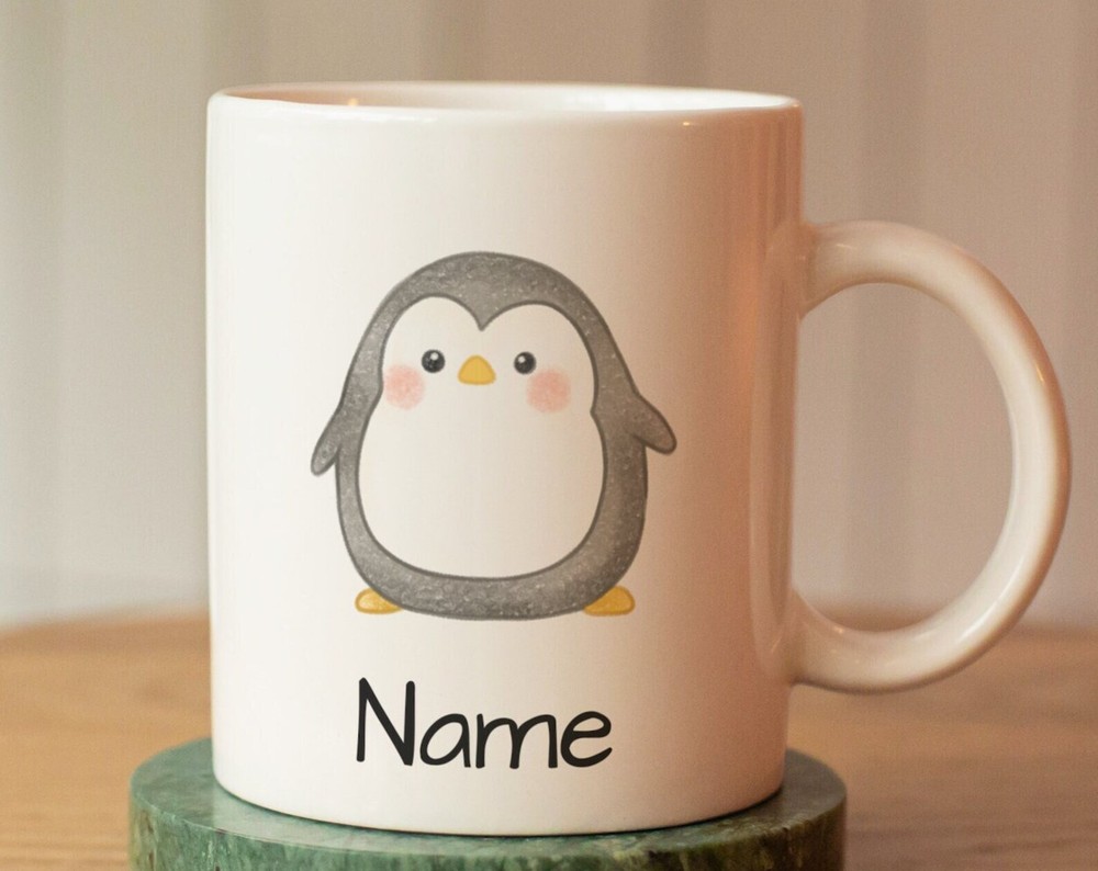 Personalized Penguin Mug With Name Custom Name Mug Penguin Children's Cup Gift