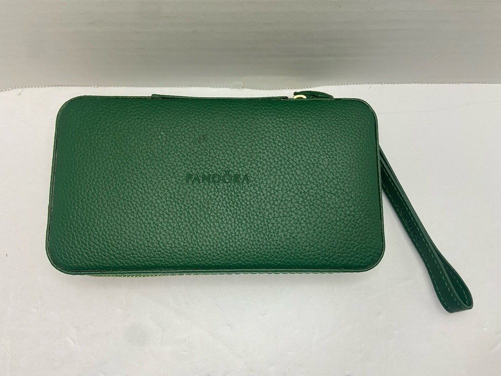 Pandora Green Wristlet Wallet Jewelry Pouch Faux Leather Gift Promo