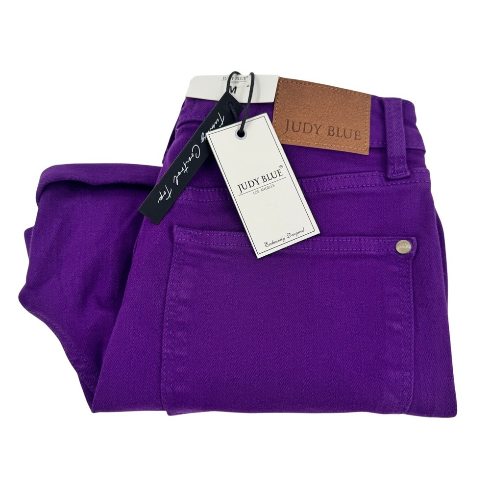 Judy Blue Shorts Womens Medium High Waist Tummy Control Garment Dyed Purple NEW