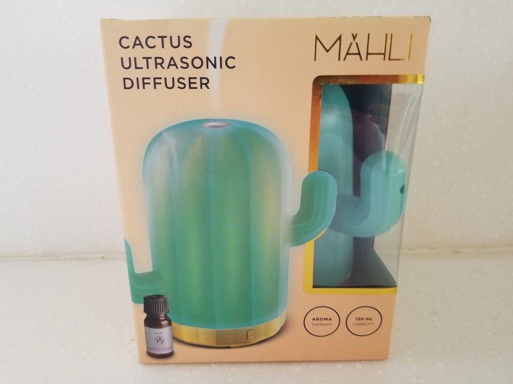 Mahli Cactus Ultrasonic Aroma Diffuser with Lavender Oil New in Box