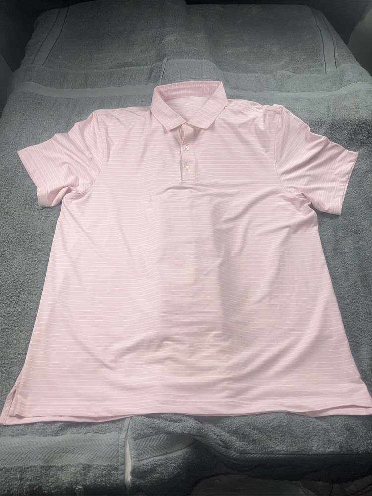Vineyard Vines Polo Shirt Men's XL OTG On the Go Palmero Pink With White Stripes