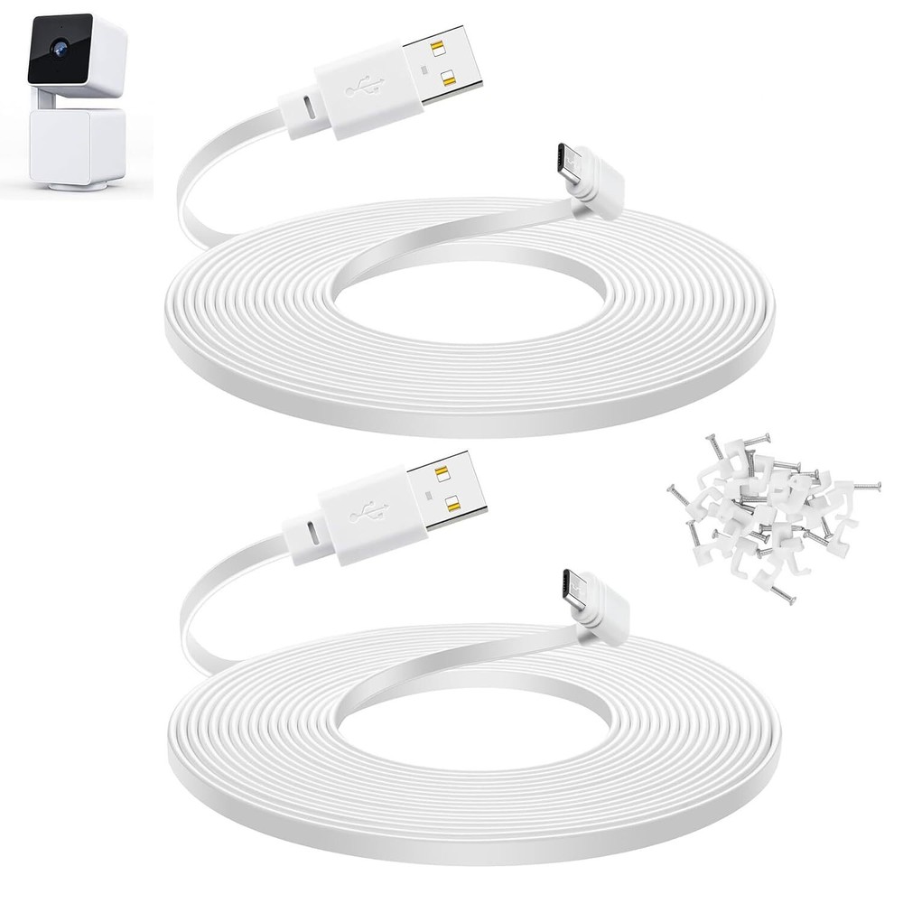 UYODM 2-Pack 10FT Flat 90 Power Extension Cable for WYZE Cam Pan V3